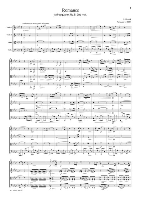 Dvorak  Romance From String Quartet No.5, 2nd Mvt., For String Quartet, CD204